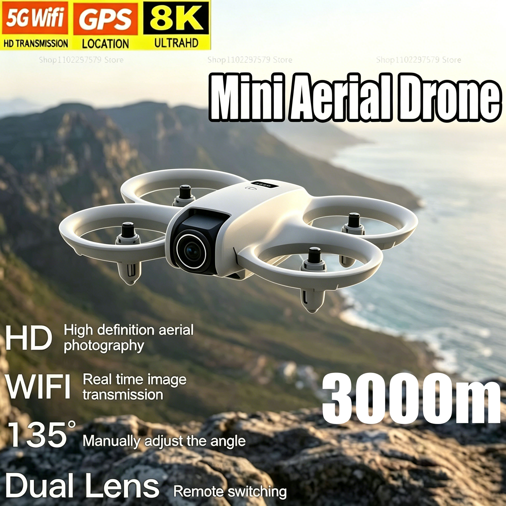 Drone Kit Tricopter - Mini drone avec caméra HD 8K,